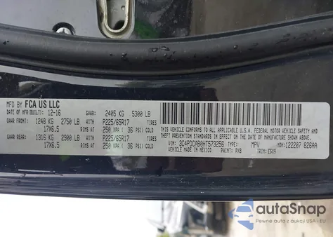 2017 Dodge Journey Se z USA, uszkodzony, nr VIN 3C4PDCAB0HT573256